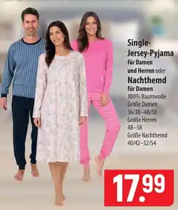 Famila Nord Ost Single-Jersey-Pyjama für Damen und Herren oder Nachthemd für Damen Angebot