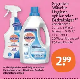 tegut Sagrotan Wäsche-Hygiene-spüler oder Badreiniger Angebot