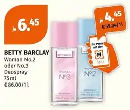 Müller BETTY BARCLAY Woman No.2 oder No.3 Deospray Angebot