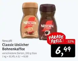 KONSUM Nescafé Classic löslicher Bohnenkaffee Angebot