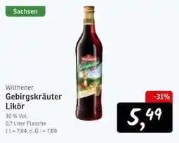 KONSUM Wilthener Gebirgskräuter Likör Angebot