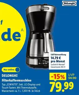 Lidl DELONGHI Filterkaffeemaschine Angebot