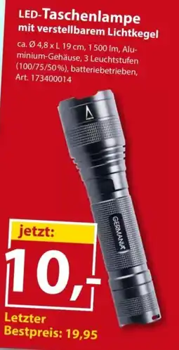 Sonderpreis Baumarkt LED-Taschenlampe mit verstellbarem Lichtkegel Angebot