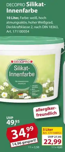 Sonderpreis Baumarkt DECOPRO Silikat-Innenfarbe Angebot