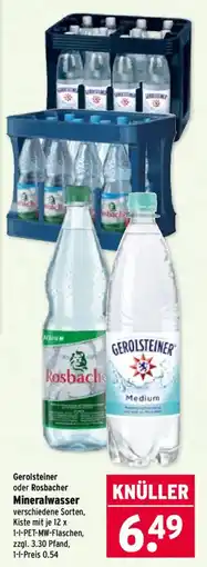Wasgau Gerolsteiner oder Rosbacher Mineralwasser Angebot