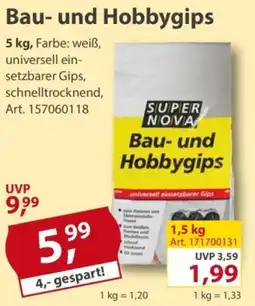 Sonderpreis Baumarkt SUPER NOVA Bau- und Hobbygips Angebot