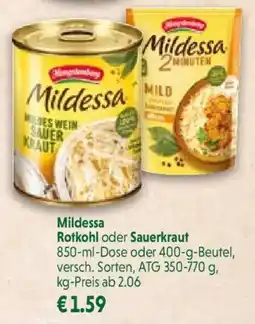 Wasgau Mildessa Rotkohl oder Sauerkraut Angebot