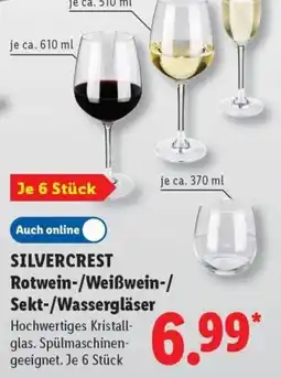 Lidl SILVERCREST Rotwein-/Weißwein-/Sekt-/Wassergläser Angebot