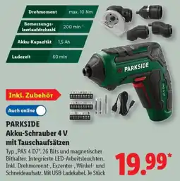 Lidl PARKSIDE Akku-Schrauber 4 V Angebot