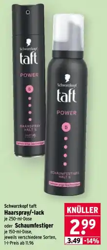 Wasgau Schwarzkopf taft Haarspray/-lack oder Schaumfestiger Angebot