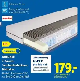 Lidl BRECKLE 7-Zonen-Taschenfederkern-Matratze Angebot