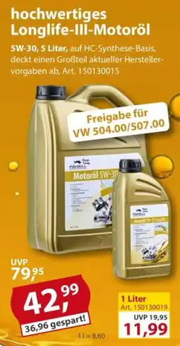 Sonderpreis Baumarkt FISHBULL Motoröl 5W-30 Longlife Angebot