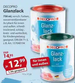 Sonderpreis Baumarkt DECOPRO Glanzlack Angebot