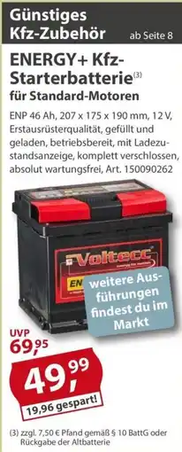 Sonderpreis Baumarkt ENERGY+ Kfz-Starterbatterie Voltecc Angebot