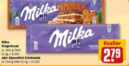REWE Milka Gingerbread oder Alpenmilch Schokolade Angebot