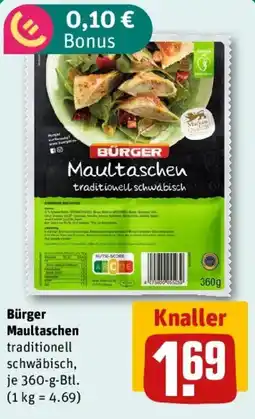 REWE Bürger Maultaschen Angebot