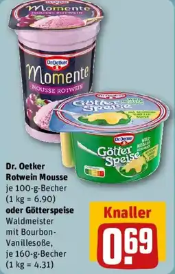 REWE Dr. Oetker Rotwein Mousse oder Götterspeise Angebot