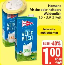 Marktkauf Hansano frische oder haltbare Weidemilch Angebot