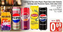 Marktkauf Lipton Ice Tea oder Pepsi, Pepsi Zero oder Schwip Schwap oder Paulaner Spezi, Cola oder Limo Angebot