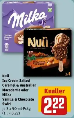 REWE Nuii Ice Cream Salted Caramel & Australian Macadamia oder Milka Vanilla & Chocolate Swirl Angebot