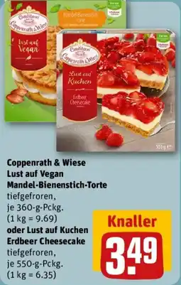 REWE Coppenrath & Wiese Lust auf Vegan Mandel-Bienenstich-Torte oder Lust auf Kuchen Erdbeer Cheesecake Angebot