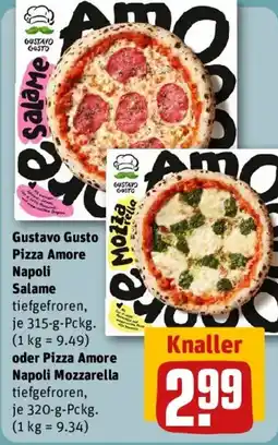 REWE Gustavo Gusto Pizza Amore Napoli Salame oder Pizza Amore Napoli Mozzarella Angebot