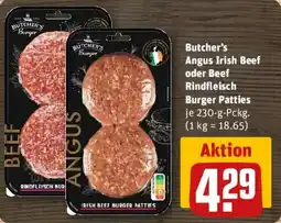 REWE Butcher's Angus Irish Beef oder Beef Rindfleisch Burger Patties Angebot
