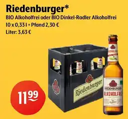 Getränke Hoffmann Riedenburger* BIO Alkoholfrei oder BIO Dinkel-Radler Alkoholfrei Angebot