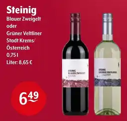 Getränke Hoffmann Steinig Blauer Zweigelt oder Grüner Veltliner Angebot