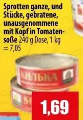 Mix Markt Sprotten ganze, und Stücke, gebratene, unausgenommene mit Kopf in Tomatensoẞe Angebot