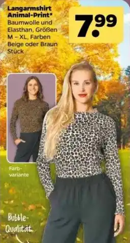 Netto Langarmshirt Animal-Print Angebot