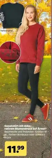 Netto Sweatshirt mit dekorativem Blumendruck auf Ärmel Angebot