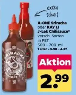 Netto A-ONE Sriracha oder KAY LI J-Lek Chilisauce Angebot