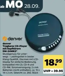 Netto denver Tragbarer CD-Player mit Kopfhörern DM-24MK2* Angebot