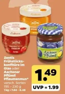 Netto Zentis Frühstücks-konfitüre im Glas oder Aachener Pflümli Pflaumenmus* Angebot