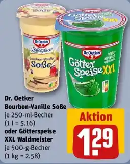 REWE Dr. Oetker Bourbon-Vanille Soße oder Götterspeise XXL Waldmeister Angebot