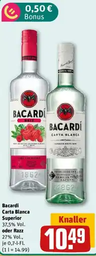 REWE Bacardi Carta Blanca Superior oder Razz Angebot