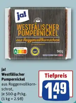 REWE ja! Westfälischer Pumpernickel Angebot