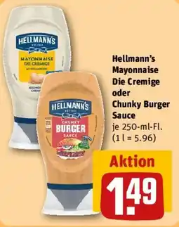REWE Hellmann's Mayonnaise Die Cremige oder Chunky Burger Sauce Angebot