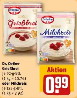 REWE Dr. Oetker Grießbrei oder Milchreis Angebot
