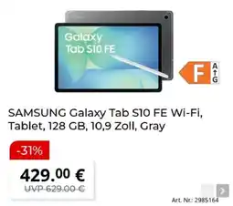 MediaMarkt SAMSUNG Galaxy Tab S10 FE Wi-Fi, Tablet, 128 GB, 10,9 Zoll, Gray Angebot