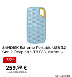 MediaMarkt SANDISK Extreme Portable USB 3.2 Gen 2 Festplatte, TB SSD, extern Angebot