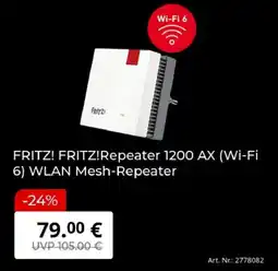 MediaMarkt FRITZ! FRITZ!Repeater 1200 AX (Wi-Fi 6) WLAN Mesh-Repeater Angebot