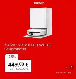 MediaMarkt MOVA S70 ROLLER WHITE Saugroboter Angebot