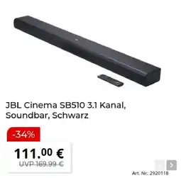 MediaMarkt JBL Cinema SB510 3.1 Kanal, Soundbar, Schwarz Angebot