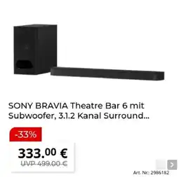 MediaMarkt SONY BRAVIA Theatre Bar 6 mit Subwoofer Angebot