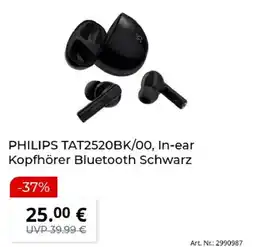 MediaMarkt PHILIPS TAT2520BK/00, In-ear Kopfhörer Bluetooth Schwarz Angebot