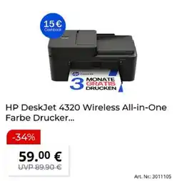 MediaMarkt HP DeskJet 4320 Wireless All-in-One Farbe Drucker Angebot