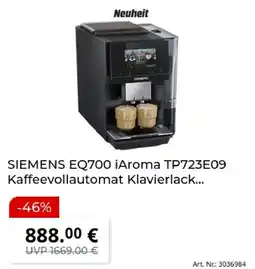 MediaMarkt SIEMENS EQ700 iAroma TP723E09 Kaffeevollautomat Klavierlack Angebot