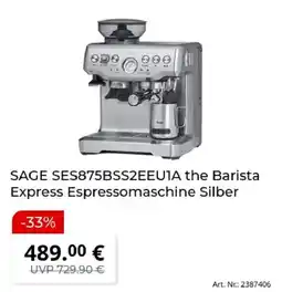 MediaMarkt SAGE SES875BSS2EEU1A the Barista Express Espressomaschine Silber Angebot